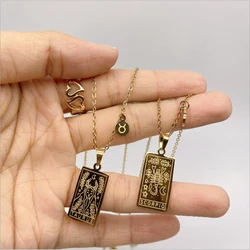 12 Constellations Square Pendants Stainless Steel Zodiac Sign Necklace for Women Men Clavicle Link Chain Necklaces Collar