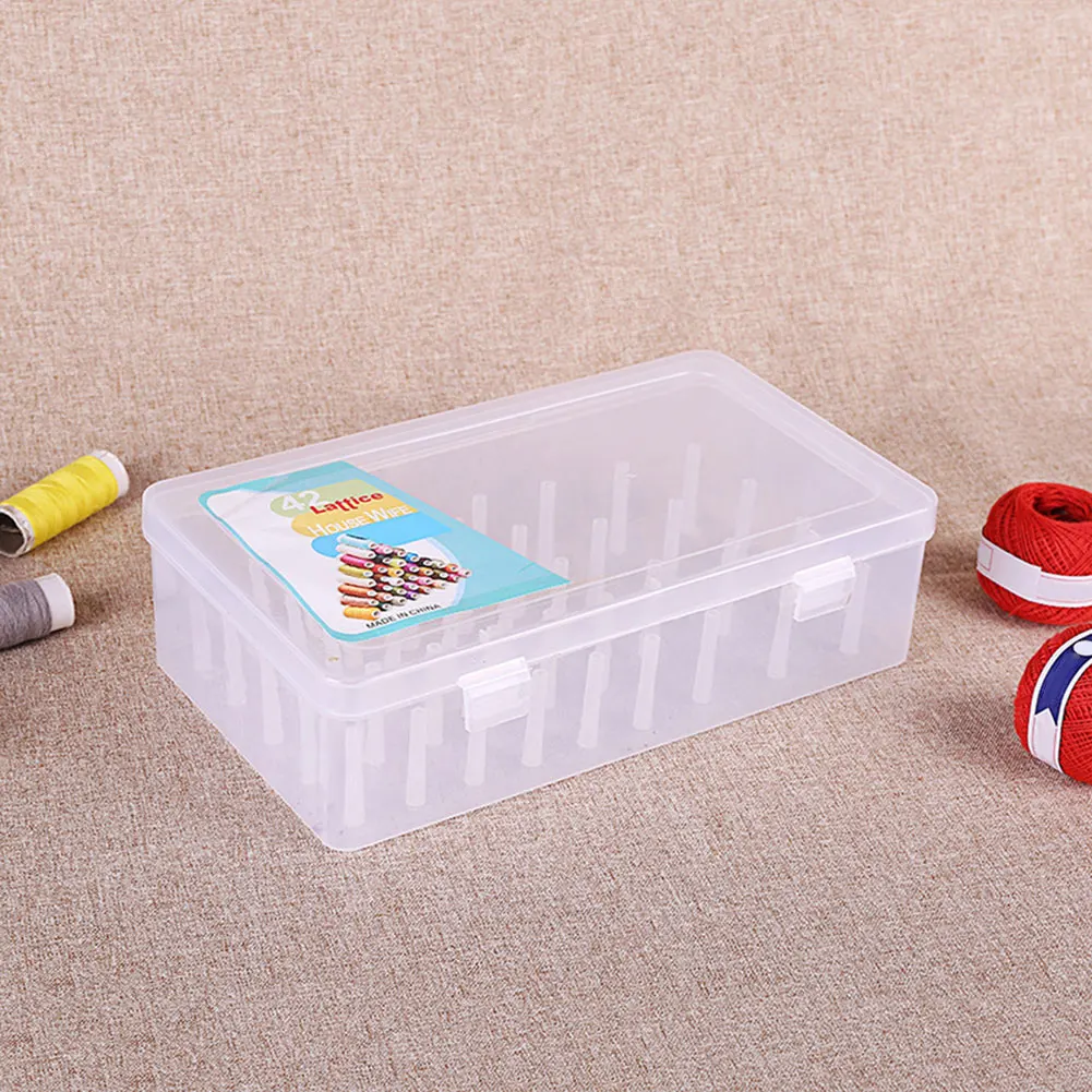 Thread Storage Box Transparent Plastic Bobbin Box Sewing Bobbins Threads Storage Sorting Case Organizer