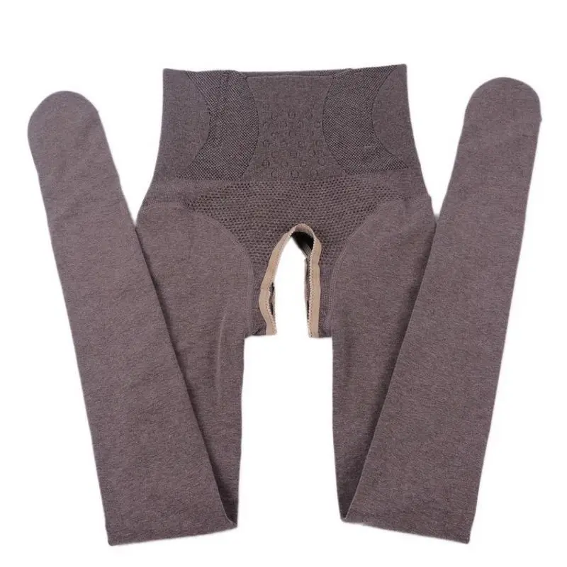 Heren Winter Puur Katoen Verdikt en Fluwelen Thermische Broek Hoge Taille Buik Strakke Visgraten Open Kruis Panty Panty