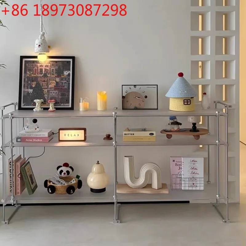 

Medieval style optical axis acrylic shelf floor multi-layer storage rack