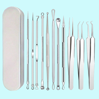 11Pcs/Set Acne Needle Blackhead Clip Remover Extraction Pore Black Head Cleaner Face Skin Care Cleansing Needle Tool Cell Clamp
