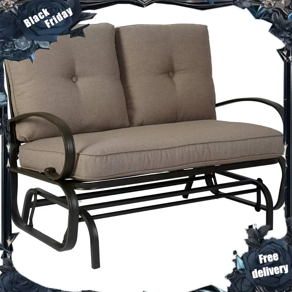 

Cozy Patio Glider Bench - Outdoor Rocking Loveseat with Sturdy Frame and Cushioned Seats for Patio, Yard - Rocker Swing