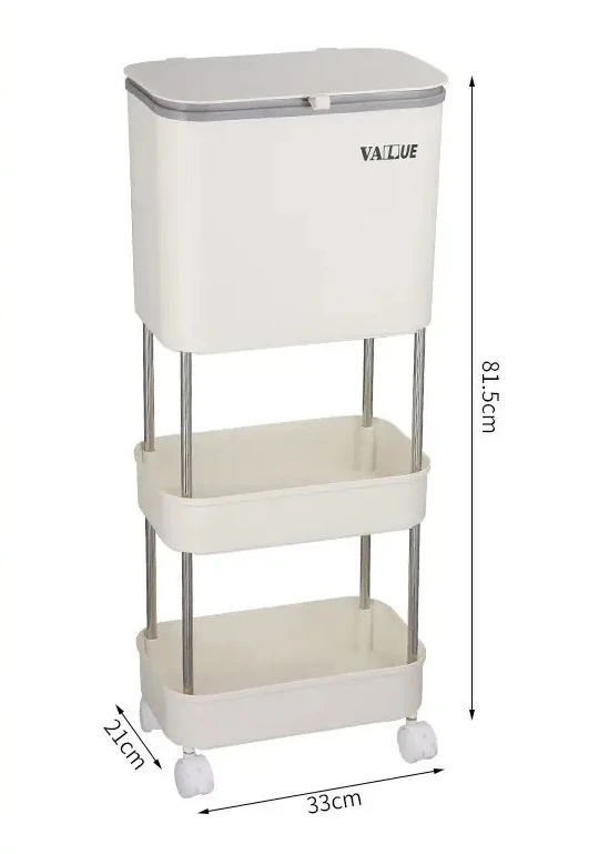 

New product kitchen trash can multi-layer n large capacity with cover roller removable flip large wet and dry separation