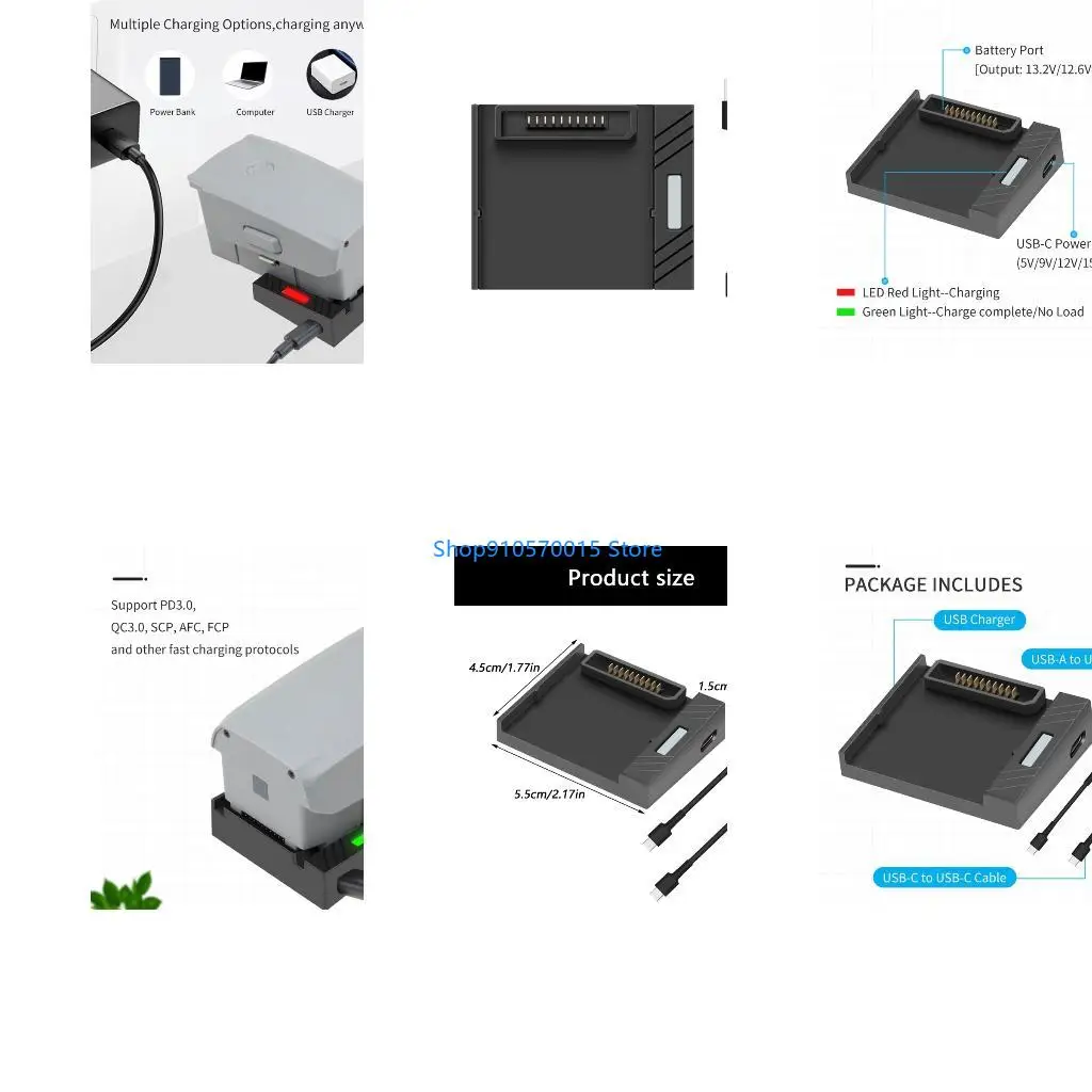 B95C Highly Performances USB Chargers for Air 2/2S Batteries QC3.0 Rapid charging 13 2V 12 6V Batteries