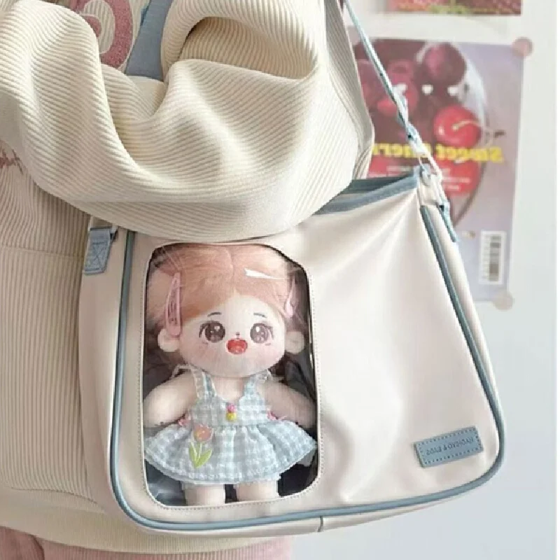 Japanese Student Shoulder Bag Cute Doll Bag Diy Display Transparent Pocket Messenger Bag Plush Toy Bag For Children And Girls