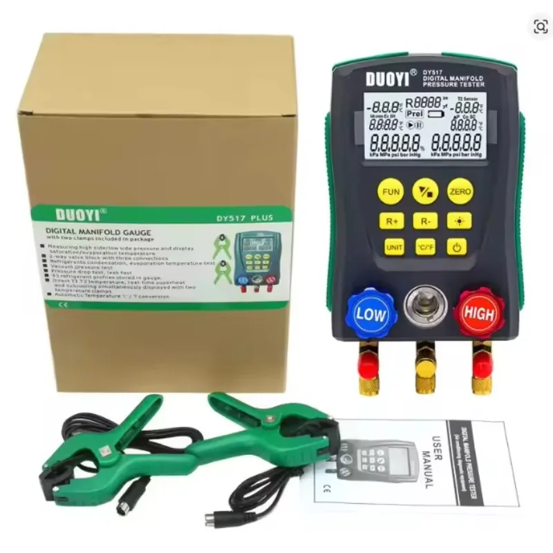 2026 Hot Sale DY517 PLUS Pressure Gauge Refrigeration Digital Vacuum Pressure Manifold Tester Air Conditioning Temperature view 2