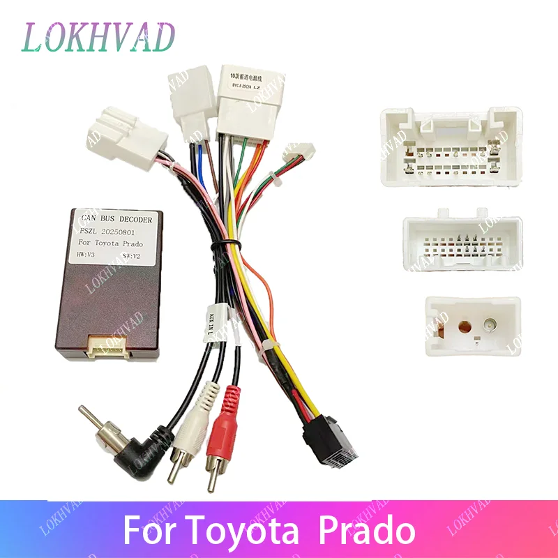 

android Car radio Canbus Box Decoder For Toyota Prado tundra sequoia sienna 16 pin Wiring Harness Plug Power Cable