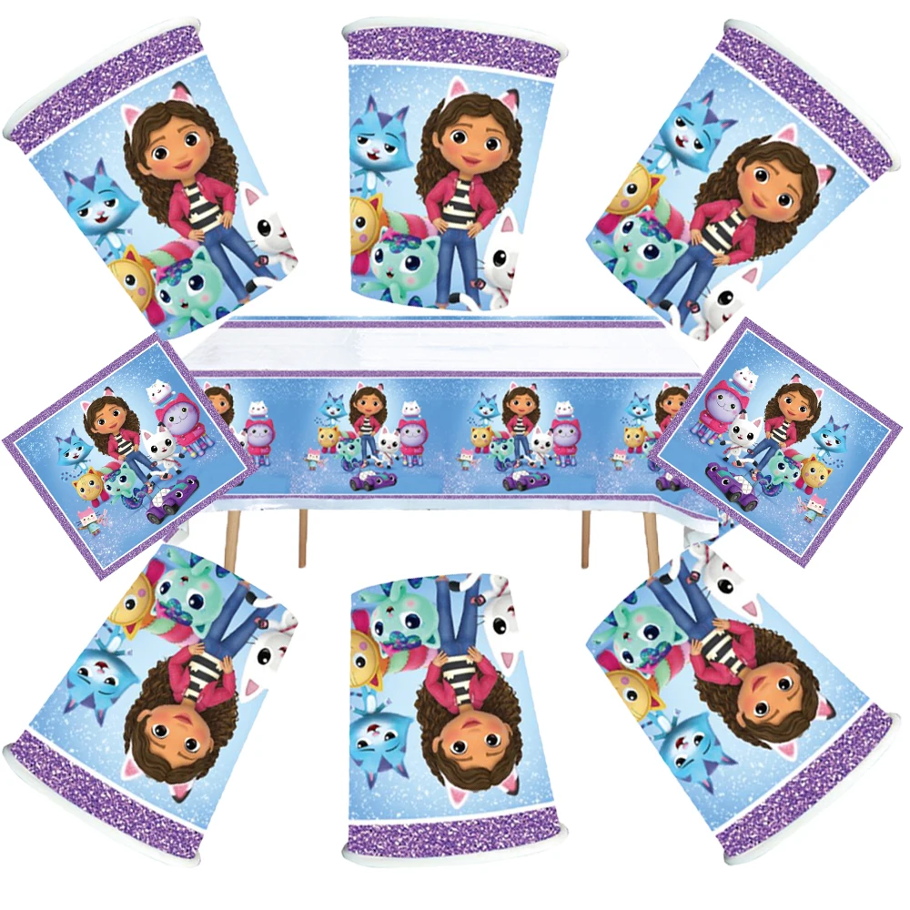 Kit de Festa Descartável Gabby Dollhouse Azul: Copos, Pratos de Papel, Balões e Decorações para Aniversário, Chá de Bebê e Revelação de Gênero