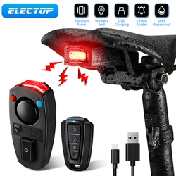 ELECTOP Smart Bicycle Alarm with Remote Control Waterproof Wireless 120dB Anti-Theft Bike Taillight Finder Security Protection