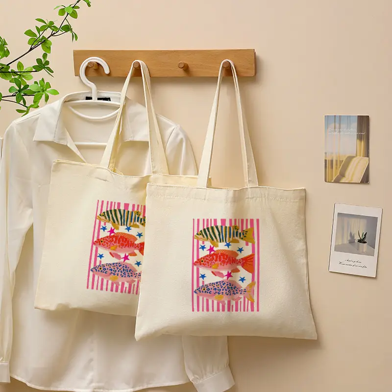 Maximalist Tropical Fish Trio Casual Tote Bag, Reusable Fashion Backpack, Multi-functional Handbag Shopping Bag Fish Lover Gift