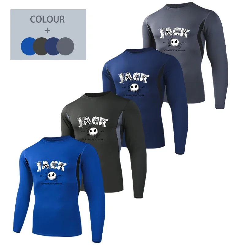 تي شيرت الهالوين بأكمام طويلة، مصنوع من نسيج ناعم سريع الجفاف، مريح ومرن للرياضة