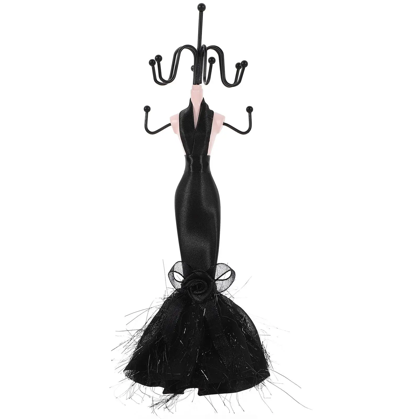 Medium Black Mermaid Skirt Jewelry Display Stand ganizer Holder For Necklaces Bracelets Rings Storage Rack Showcase Stand Rack