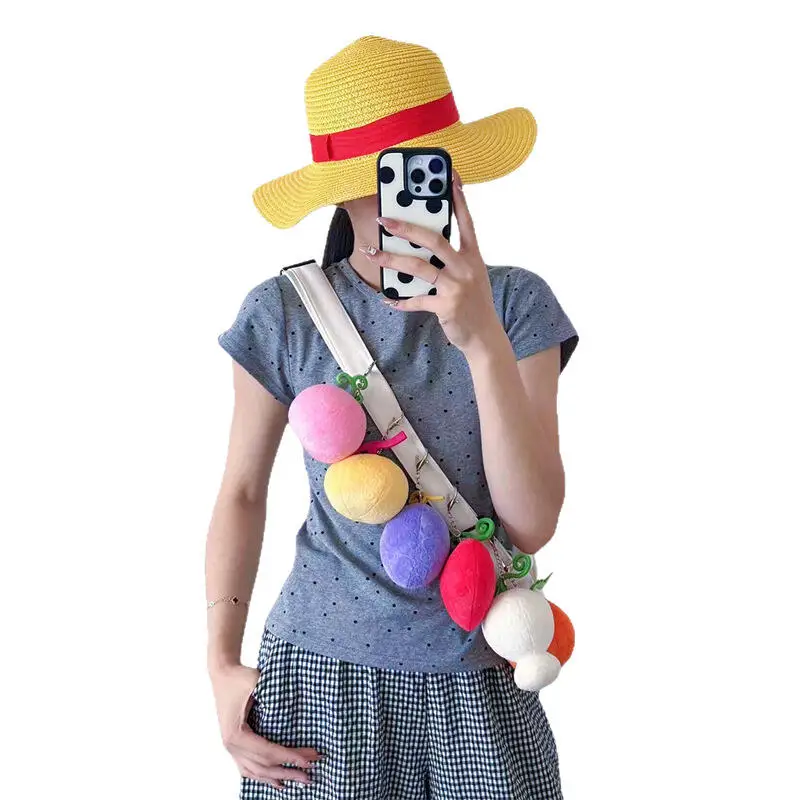 Uroczy Kreskówkowy Owoc Diabła z One Piece Gum-Gum Fruit Owoc Rewanżujący Się za Złocenie Pluszowa Lalka Brelok Zawieszka do Torby Zabawka Prezent