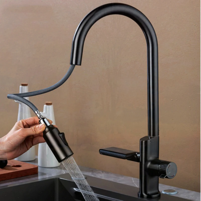 Imagem -04 - Digital Display Kitchen Faucet com Temperature Sensor Pull Out Stream Sprayer Hot e Cold Water Sink Mixer Tap para Kitchen