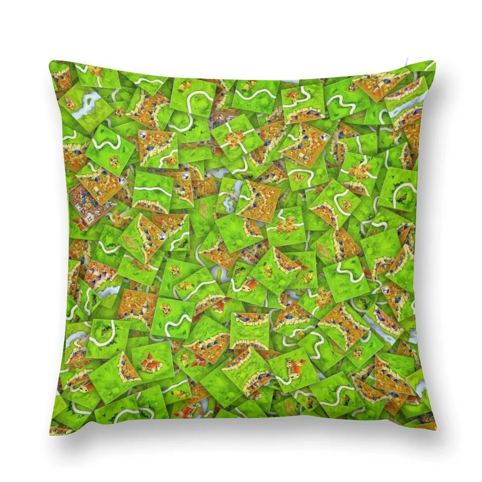 Carcassonne tiles Throw Pillow Decorative pillow case Pillow Decor