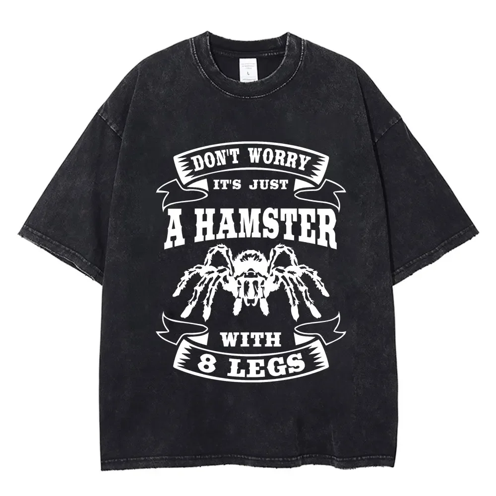 Spider Print Washed Vintage T Shirt Hip Hop Men Women T-shirt Harajuku Gothic Punk Cotton Summer Loose T Shirts Streetwear Y2k