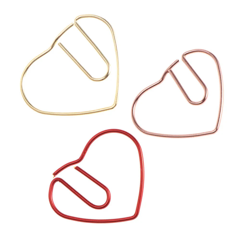 

50 шт. металлических скрепок в форме сердца, креативные цветные зажимы для бумаги, для офиса, школы, блокнотов, календарей, маркеров