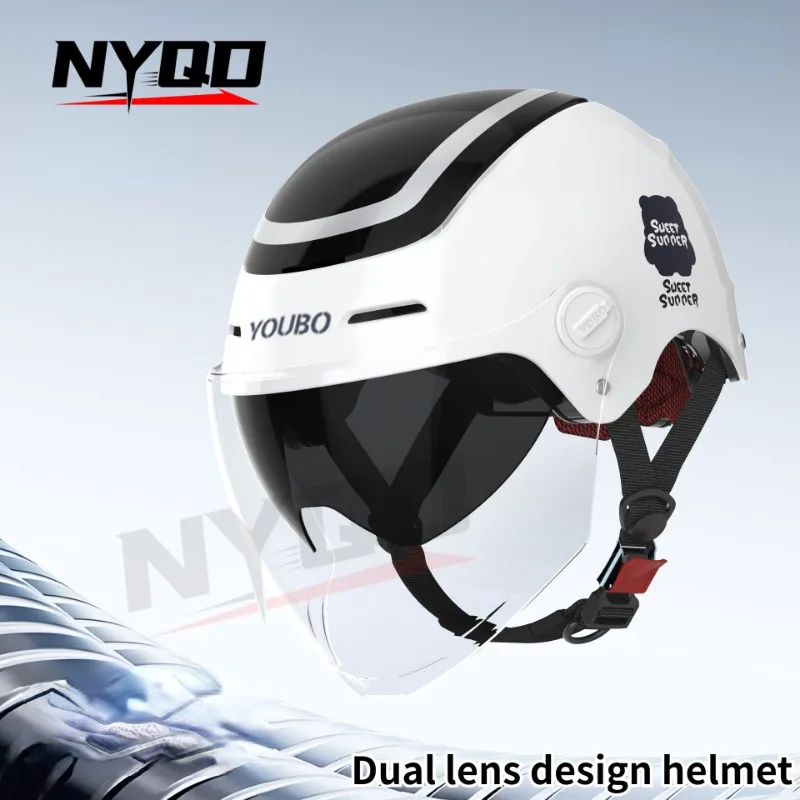 

NEW Motorcycle Electric Bicycle Helmet Four Seasons DoubleLenses Racing Half Helmets Motorbike Helmet Medio Casco