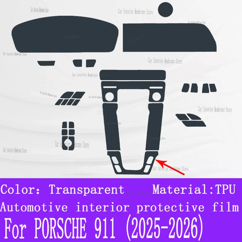 لبورشه 911 (2025-2026) علبة التروس لوحة الملاحة شاشة السيارات الداخلية طبقة رقيقة واقية غطاء المضادة للخدش ملصق
