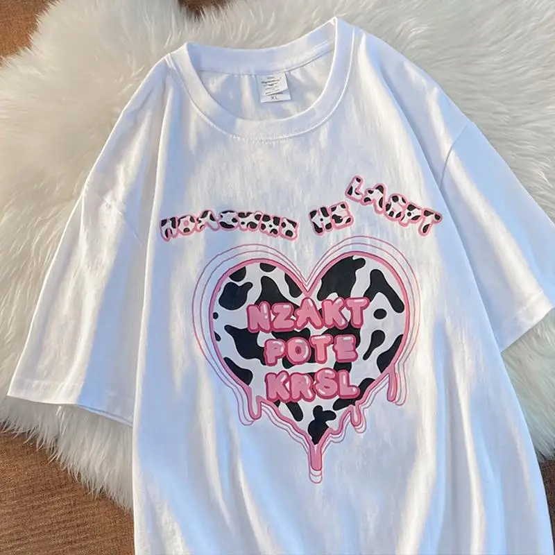 

Short Sleeve T-Shirts Womens Cotton Blend Relaxed Fit Party Floral Pattern Ladies Comfortable Summer Clothing