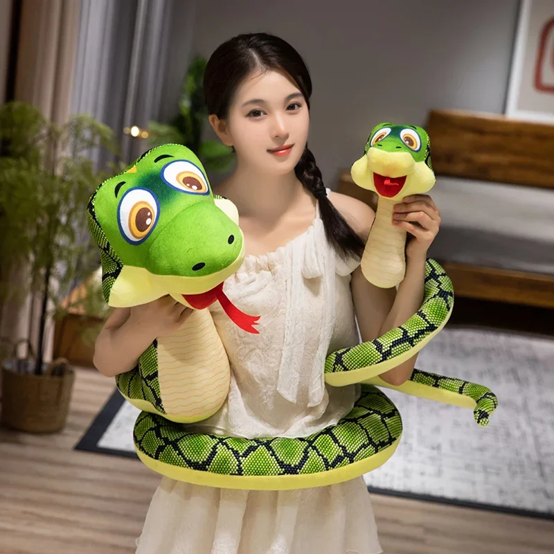 25/35/45cm Simulated Green Snakes Plush Toy Stuffed Animals Snakes Plushies Doll Funny Spoof Joke Soft Toys Home Decor