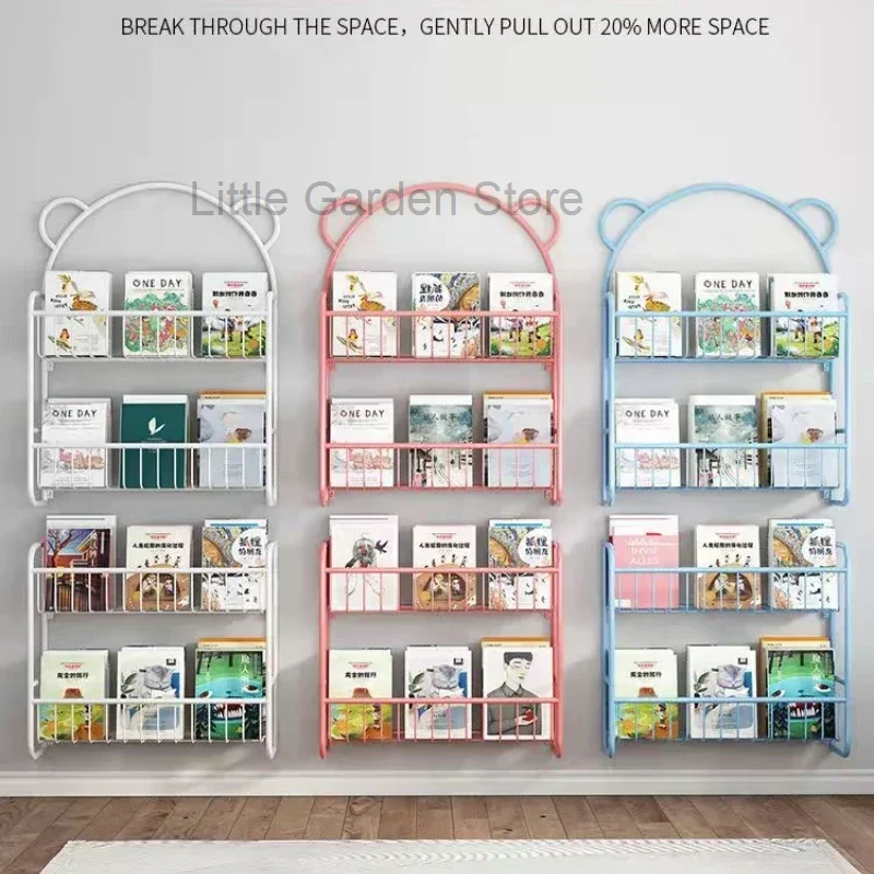 

Simple Metal Bookshelf Study Kids Student Picture Book Storage Rack Wall Hanging Shelf Bookcase Kids etagere rangement Furniture