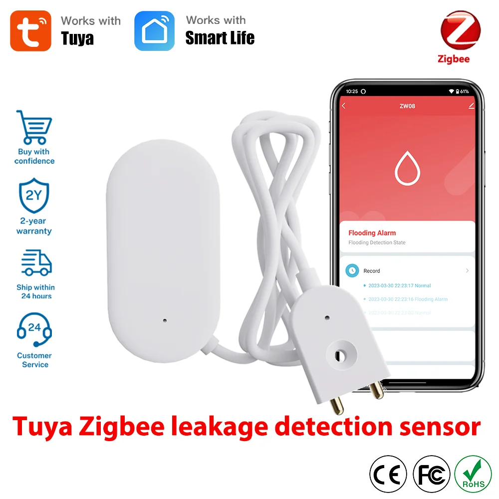 

Tuya Smart Zigbee Leak Sensor Water Leakage Detector Leakage Sensor Water Sensor Prevent Water Leakage for Smart Home Smart Life