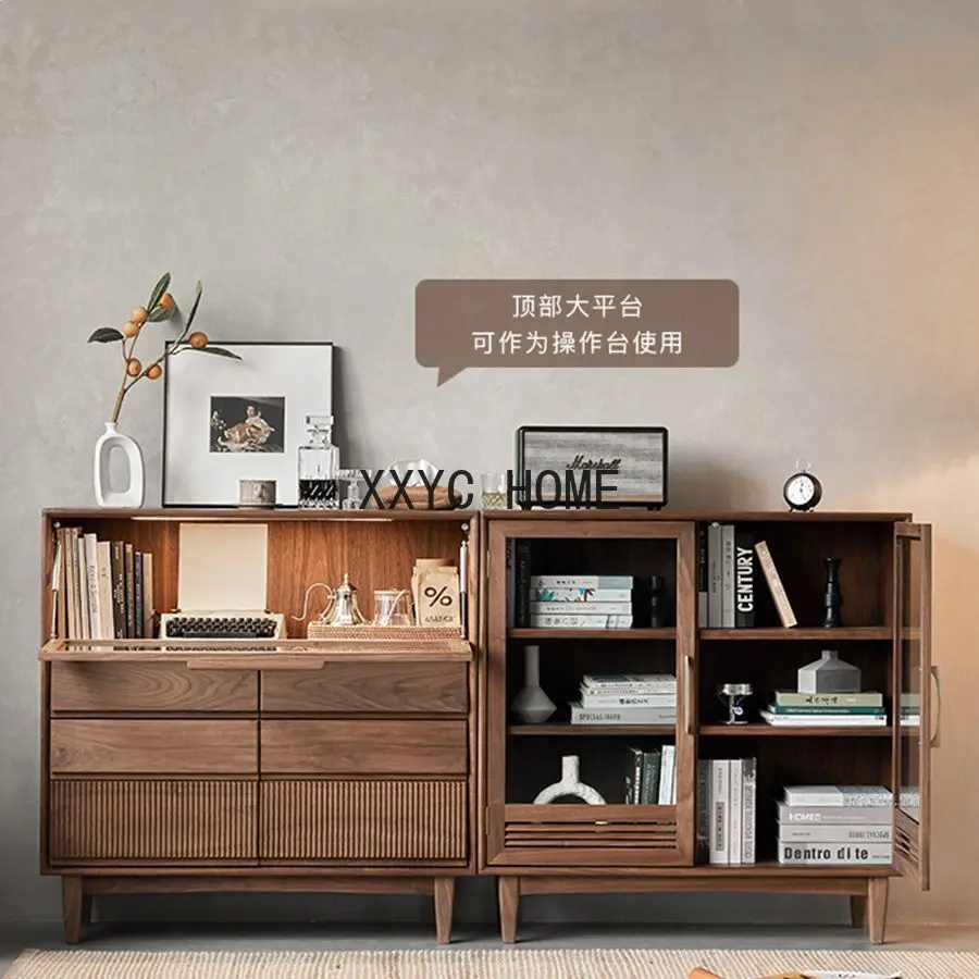 

Скандинавский многофункциональный шкаф для хранения и книжного шкафа из массива дерева черного ореха