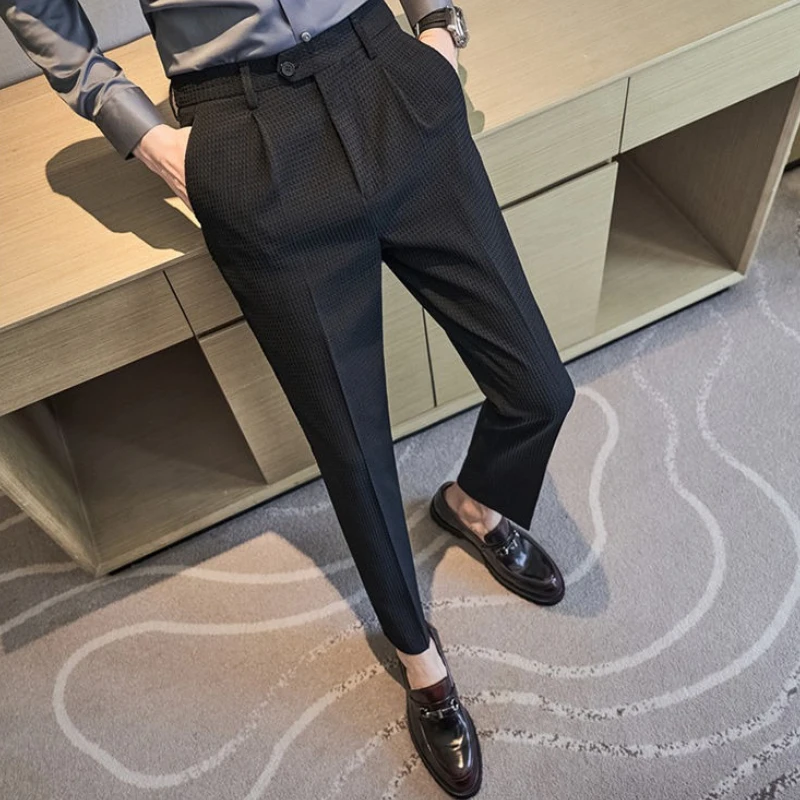 

Plus Big Size Business Plain British Style Male Suit Trousers Slim Fit Spring Clothes Stylish Luxury New In Up Men's Suits Pants