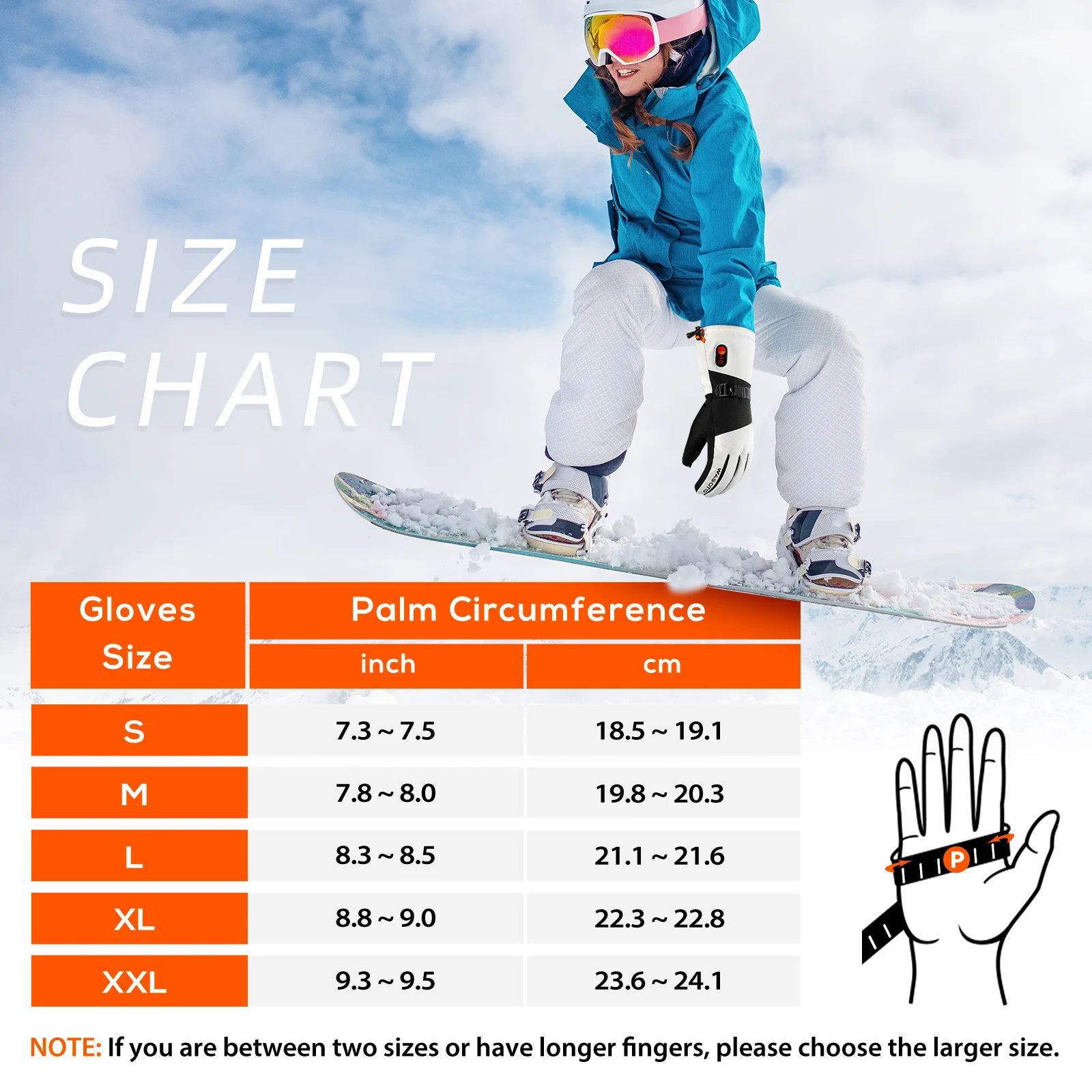Heated Ski Gloves 3 Gear Temperature Control 40-60 Degrees Waterproof Touchscreen Full Finger Winter Outdoor Gloves
