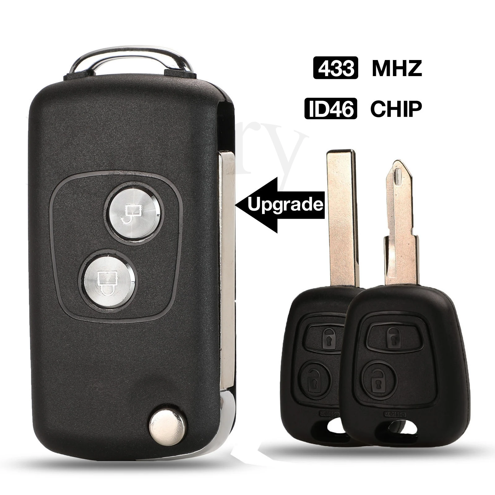 

jingyuqin 433MHZ ID46 Remote Car Key Fob For Citroen C1 C2 C3 C4 Saxo Xsara Picasso Peugeot 106 206 306 307 107 207 407 Partner