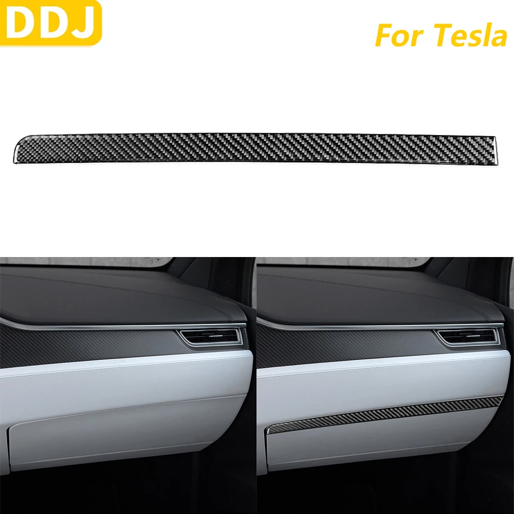

For Tesla Model X 2016-2020 Model S 2012-2020 Carbon Fiber Co-pilot Glove Storage Box Panel Trim Cove Car Accessories Sticker