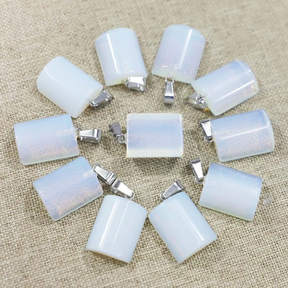 

Natural Opal Stone Semi Cylindrical Necklace Pendant Precious Crystal Reiki Charm DIy Jewelry Making Accessories Wholesale 30Pcs