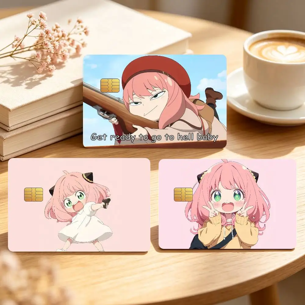 Classic Anime A-Anya Cute Credit Card Sticker Waterproof Anti-Scratch 4PCS Bank Debit Traffic Cover Decoration