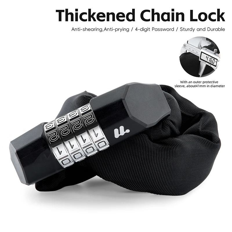 

Замок для велосипедной цепи, утолщенный прочный замок для шоссейного велосипеда MTB, углеродистая сталь, 4-значный пароль, противоугонный замок для мотоцикла, электронного велосипеда, скутера