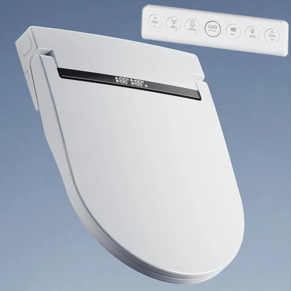 

Тонкое сиденье для унитаза-биде, ультратонкое электрическое умное сиденье с подогревом и регулируемым мытьем теплой воды (передний/задний/мобильный), уплотнительный воздух