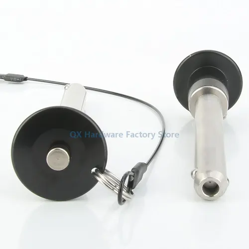 Imagen 2 del producto Pin de bloqueo de bola de liberación rápida con cuerda de sujeción para posicionamiento, manija de botón de bloqueo de resorte de acero inoxidable, QX011