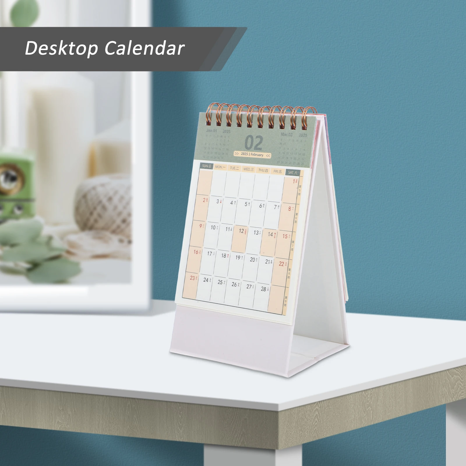 

Simple Calendar 2025 Desk Monthly Notebook Red Paper Mini Office Home Supplies Portable Decor Lightweight Year Long Use Day