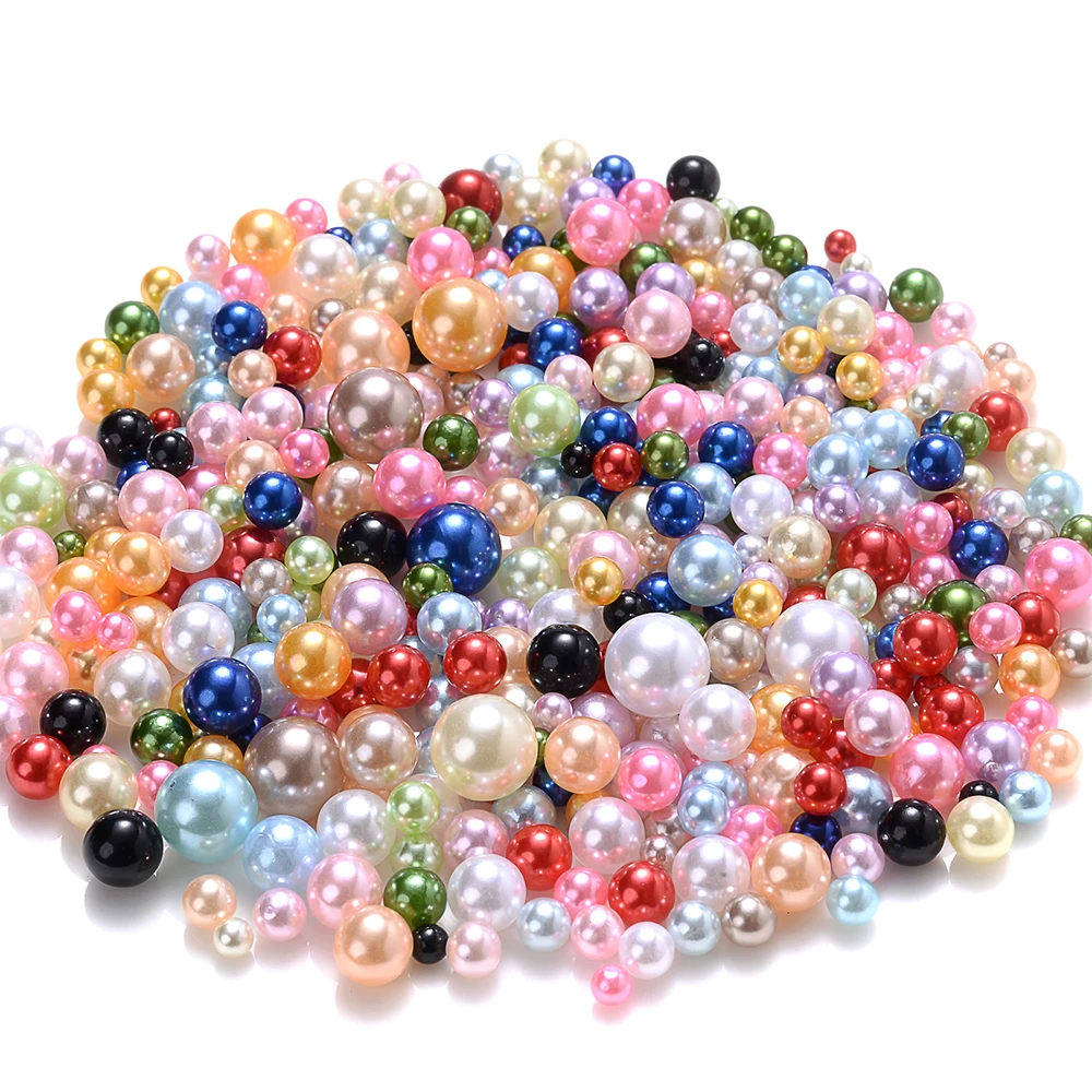 iYOE 1.5-5mm 12g Mix Size ABS Imitation Pearl Beads Acrylic Macaroon Round Beads For DIY Craft Home Decor (no hole)