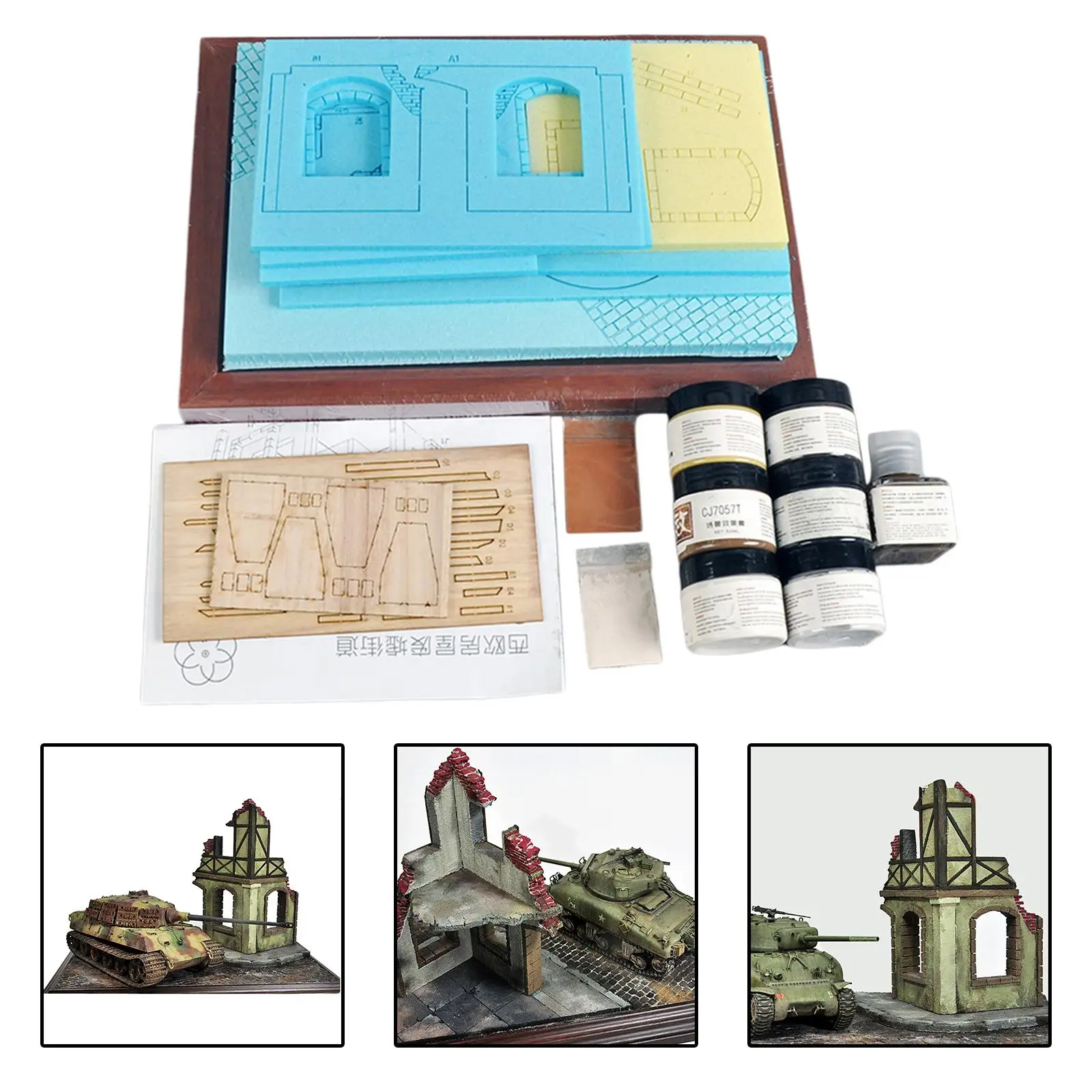 Demontage bouwmodelsets Ruïnes House 1:35 miniatuur 3D-puzzels lay-out