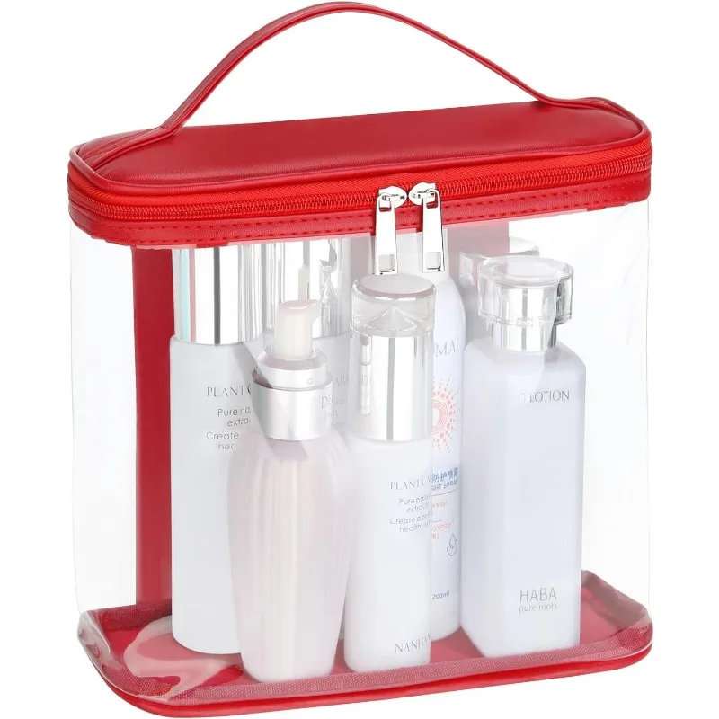 

Прозрачная сумка-органайзер для макияжа с ручкой — дорожная сумка для туалетных принадлежностей большой вместимости, дизайн вертикальной бочки для ухода за кожей, ванной комнаты