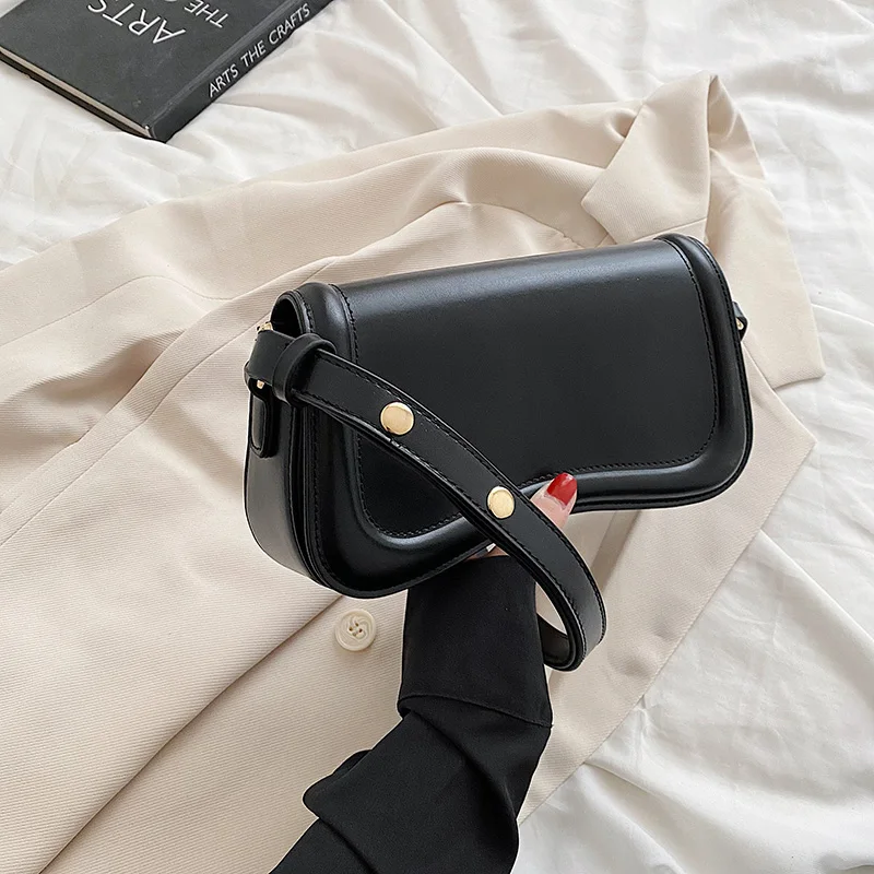 Fashion Aesthetic Shoulder Bags for Women Trend 2024 Rectangular Crossbody Bag PU Leather Elegant Handbags Adjustable Strap