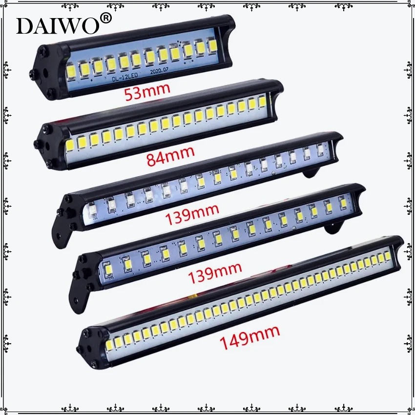 Rc Car Roof Led Light Bar Light 53-149mm Searchlight for 1/10 Trxxas Trx4 Defender Trx6 G63 Axial Scx10 D90 Rgt Yikon Crawler