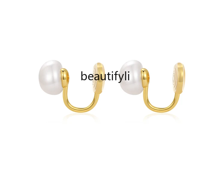 Natural Freshwater Pearl Mosquito Coil Ear Clip Women's Earless Earrings Light Luxury High Sense Graceful Earrings