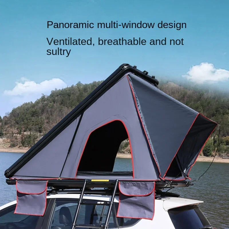 

Aluminum alloy roof tent house triangle fully automatic folding outdoor camping self driving tour SUV car mounted tent