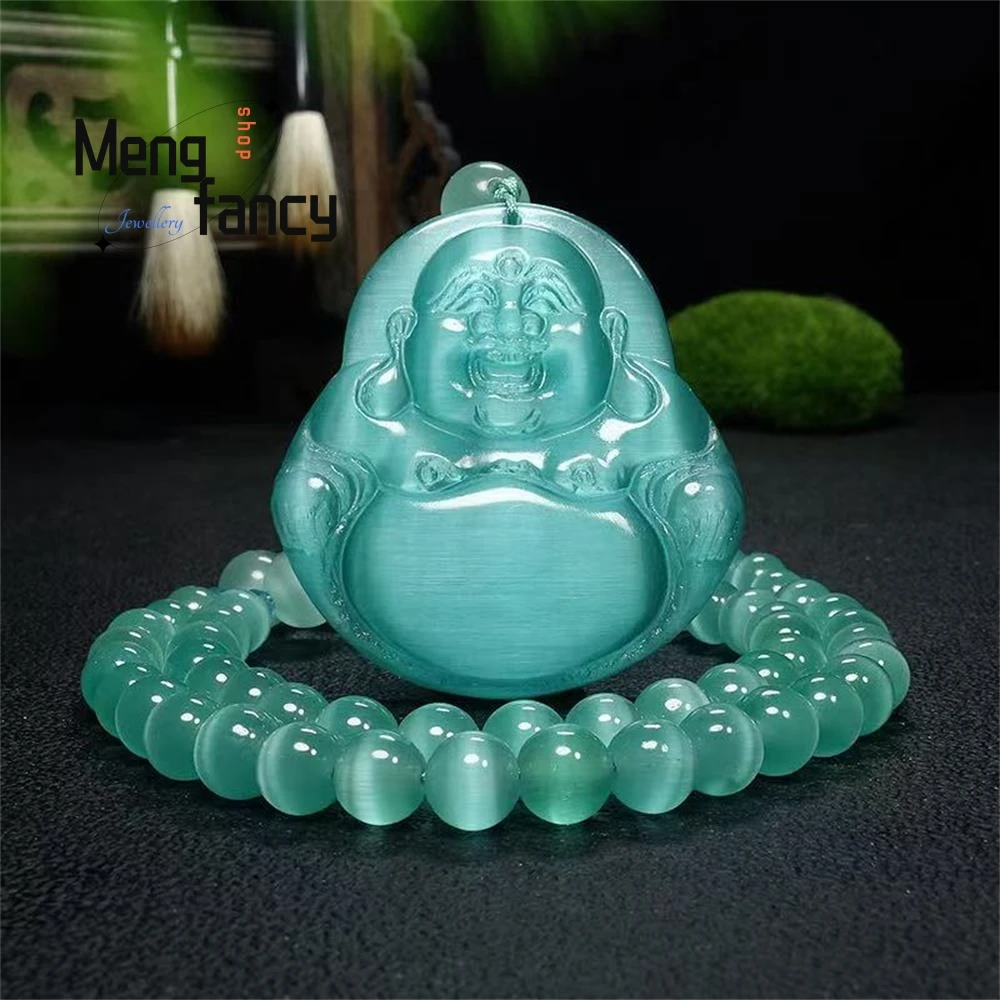 

Natural High-ice Cat's Eye Stone Colorful Guanyin Maitreya Buddha Pendant High-grade Fashion Jewelry Best Selling Holiday Gifts