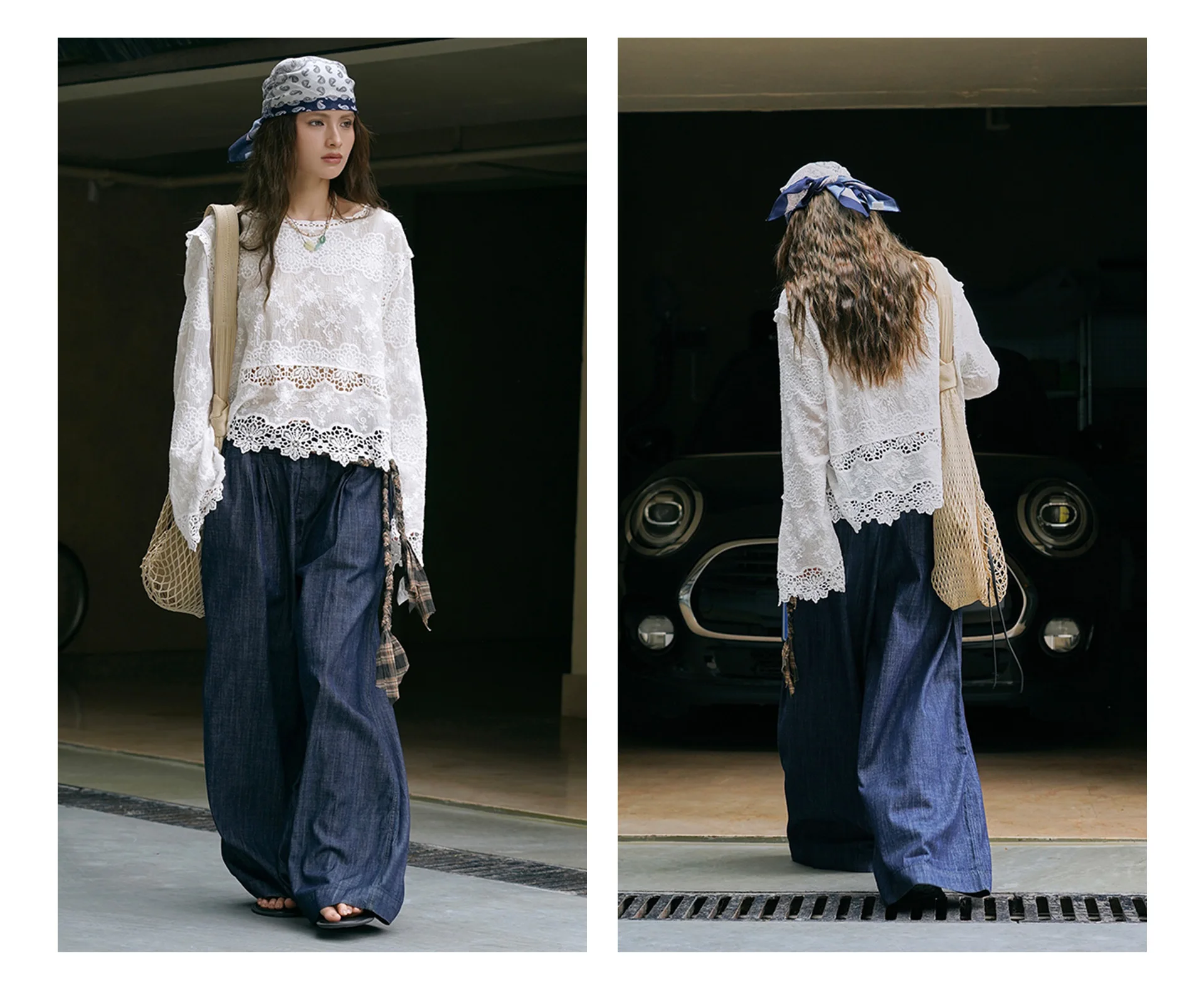 

JHJN Loose New French Style Temperament lace 100% Cotton Wash Three Dimensional Hollow Out Soft Breathable Top For Women