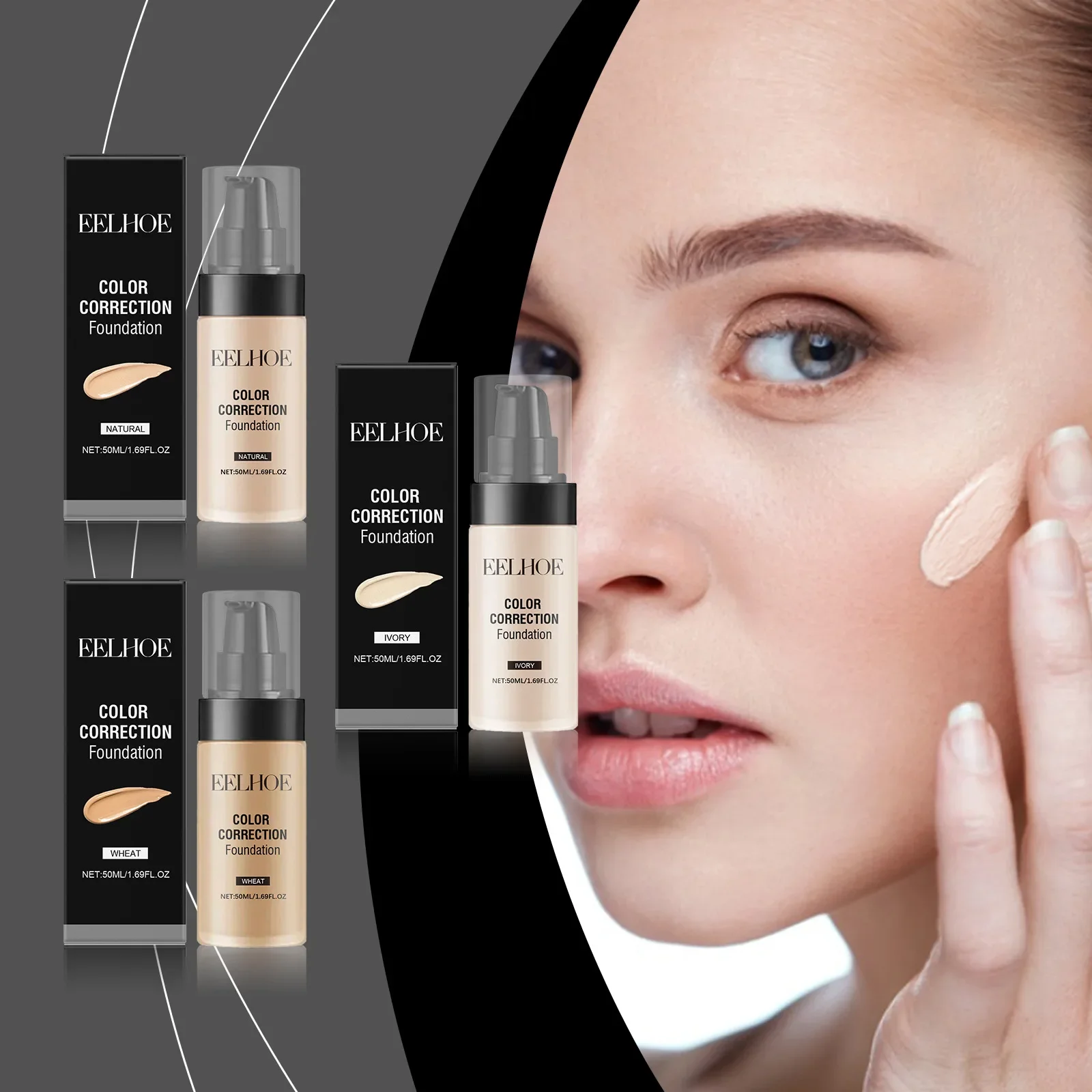 EELHOE Vloeibare Foundation Concealer Natuurlijke Lichtgewicht Glow Hydraterende Langdurige Hydraterende Niet-Caking Make-up