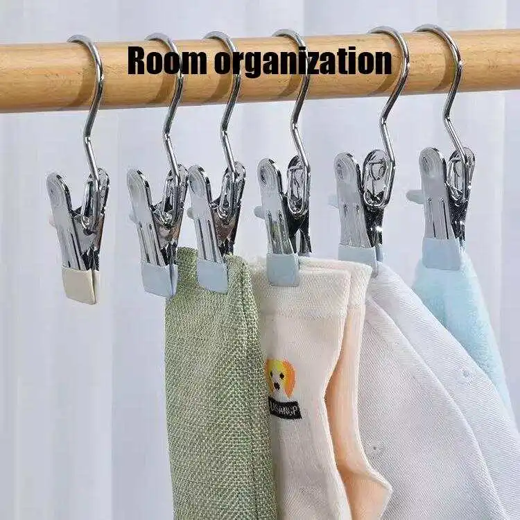Ultimate Lightweight 16 Counts Anti-Rust Hanging Clips Clothespins,  Travel Leggings Skirt Hanger Organizer for Home & More, Spacesaving Magic Hat & Pants Trousers Storage Rack Multipurpose Organized Hooks Clotheshanger view 2