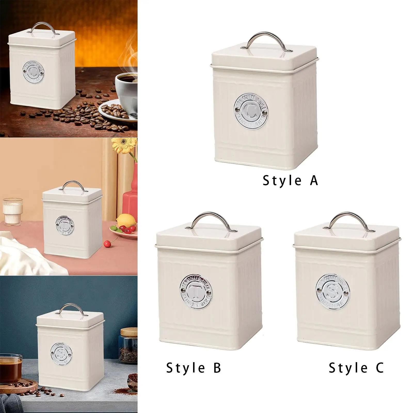 Kitchen Coffee Tea Tin Sugar Tea Storage Multipurpose with Lids Candy Jar Easy to Clean Canister Jar Container Bin